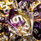 OUKELANWO Magic Lord Rings DND Dice Set with Box, 7Pcs Resin LOTR D&D Dice Set for Role Playing Game, Purple Dungeons Dragons D and D Sharp Edge Dice D20 D12 D10 D8 D6 D4