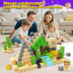 Large Magnetic Blocks Kids Toys, Sensory Learning Toys, Mine Magworld Building Craft, Desert Construction Set, 1“ Magnetic Building Cubes, Game Gift for 3+ Year Old Boys Girls