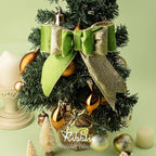 Ribbli Spring Moss Velvet Wired Ribbon 2.5 Inch Lime Green Velvet with Gold Glitter Christmas Ribbon for Christmas Tree Decoration Big Bow Gift Wrapping Crafts Wreaths Supplies- 10 Yards