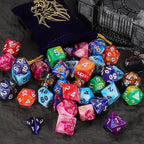QMay DND Dice - 42pcs Polyhedral Dice, 6 Set Complete Double-Colors D&D Dice Sets with 6 Blue Drawstring Bags for Dungeons and Dragons RPG MTG Table Games