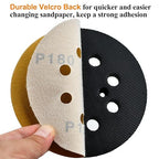 5-Inch 8-Hole Hook and Loop Sanding Discs 180-Grit Random Orbit Sandpaper, 100-Pack