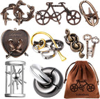 9 PCS Metal Puzzle for Adult Disentanglement Puzzles Lock Puzzle Games Set Gift for Adults Teenagers Kids