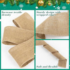 Burlap Ribbon 3 Inch Wide - Natural Burlap Fabric Rustic 29.5 FT 2 Rolls 4.9 Yard Thick Jute Christmas Ribbon for Crafts Flower Bouquet Christmas Tree Decorations