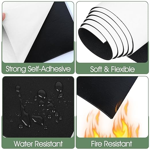Tolanbbt Sponge Neoprene Foam Sheet with Adhesive - 1/2” Thick, 12” x 118” Closed Cell Foam Rubber Roll, Weatherproof Soundproof Padding for Automotive, Cabinet, Furniture, Crafts, DIY, Black