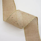 CT CRAFT LLC Tan Burlap Fabric Confetti Glitter Wired Ribbon 2.5" x 10 Yards Natural Color for Christmas Home Wedding Decor Gift Wrapping Tree Topper Bow Wreath Bouquet DIY Crafts