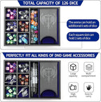 3 in 1 Dice Tray with Lid, Portable Dice Box Storage for DND, Dungeons and Dragons, D&D, MTG & RPG Games - Blue