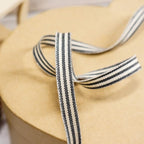 CT CRAFT LLC Ivory Cotton Black Stripes Ribbon 3/8" x 10 Yards for Home Décor Gift Present Wrapping DIY Crafts Birthday Wedding Bouquet Christmas