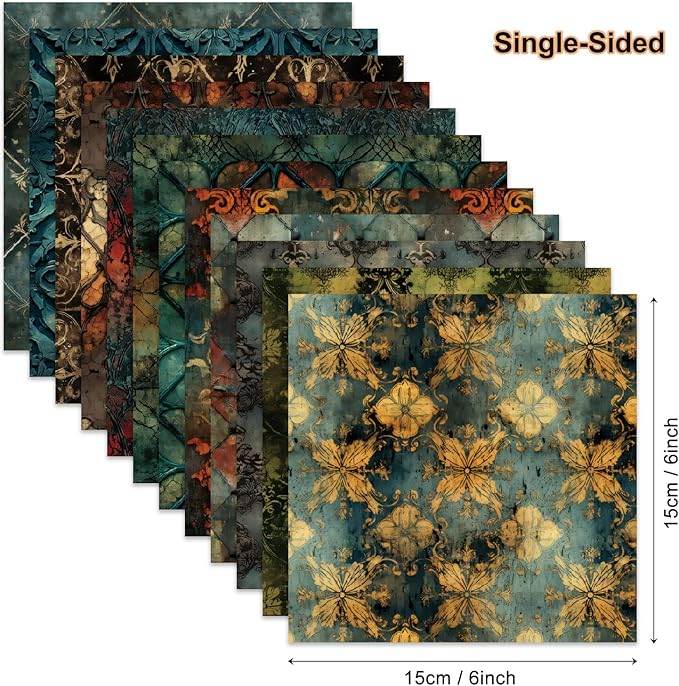 Vintage Window Scrapbook Paper Pad Color Boho Patterned Paper 6×6,24 Sheets Single-Sided Scrapbooking CardStock Papers Pad for Holiday Cardmaking DIY Origami Journaling.