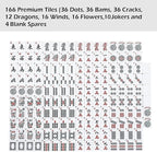 ZGME American Mahjong Set,166 White Tiles with Red Bag and Accessories,4 All-in-One Mahjong Racks with Pushers,Complete Western Mahjong Set