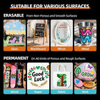 WUO Window Chalk Markers,12 Colors Car Markers,10mm 3-In-1 Jumbo Wide Nib, Dust-Free & Non-Toxic - Erasable Blackboards Marker For Rock Painting, Poster, Stone, Ceramic, Glass