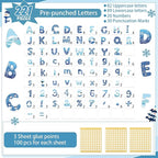 221 Pcs Classroom Bulletin Board Letters Colorful Alphabet Cutouts Number and Punctuation Symbol Combo Letter Cutouts for Wall Chalkboard Poster Board Decor (Blue Round)