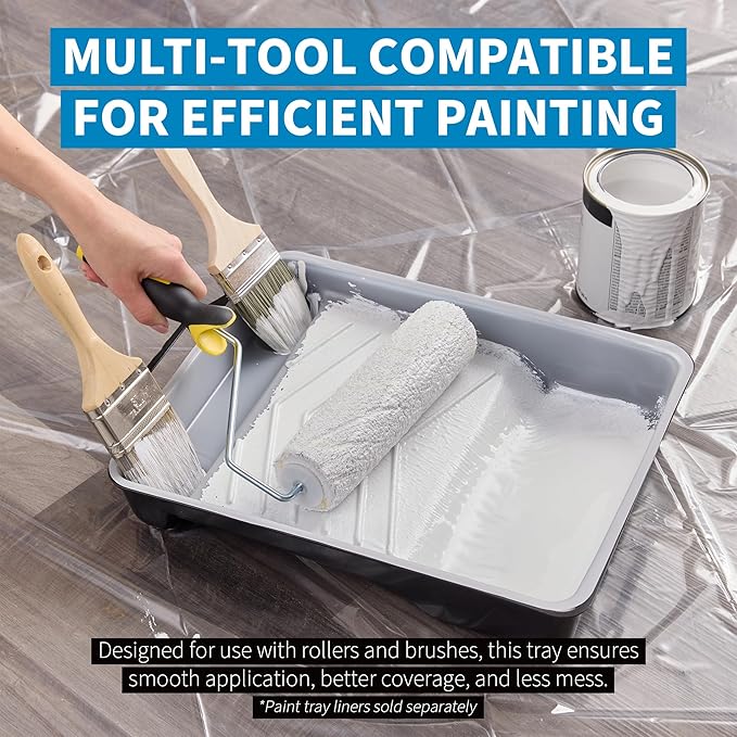 Precision Defined Paint Trays, Paint Roller Trays Liner, Plastic Paint Pan for Roller Brushes, Painting Tray for Painting with Deep Paint Pocket (Paint Roller Tray (2-Pack), 11-inch)