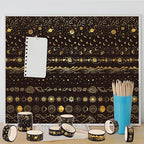 Whaline 12 Rolls Gold Foil Galaxy Washi Tape Black Gold Sun Moon Star Masking Tape Set Decorative Wrapping Paper Tapes for Scrapbook Journal DIY Art Crafts