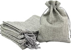Palmhomee Pack of 25 Burlap Gift Bags with Drawstring Linen Jewelry Pouches Wedding Hessian Jute Bags for Birthday Jewelry and Treat Pouches Party Wedding Favors Gift Art and DIY Craft   (4x5.6 Inch, Gray)