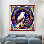Dimensean Stamped Cross Stitch Kits Full Range of Embroidery Patterns Starter Kits for Beginners Adult or Kids DIY Cross Stitches Needlepoint Kits 11CT-Eagle Flower 17.7x17.7 inch