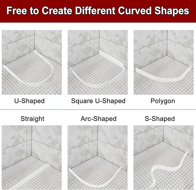 uxcell 157 Inch Flexible Quarter Round Molding Silicone Peel and Stick Trim Self Adhesive Shower Water Barrier for Corner Decor Bathroom Kitchen, White