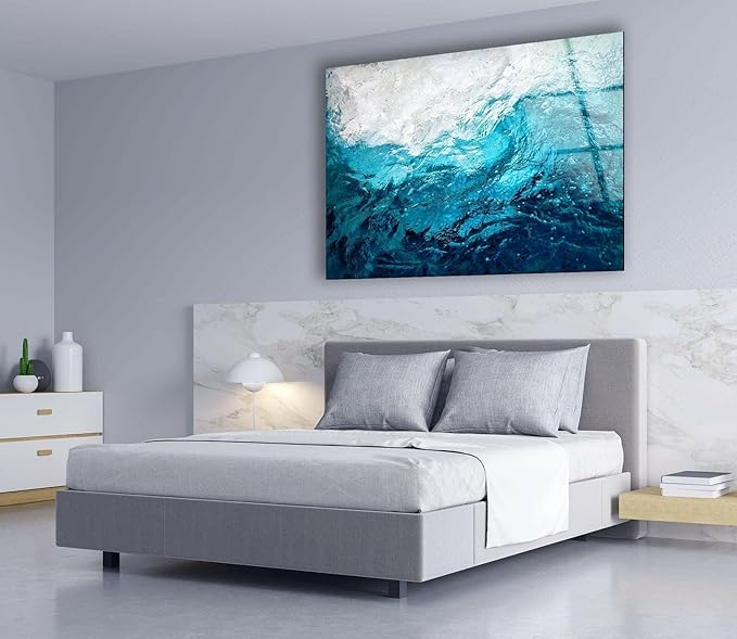 My Photostation.com Round 24'' Blue Waves Abstract Glass Wall ArtTempered Glass Printing Wall Decor Large Wall Art Wall Hangings
