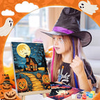 Zhanmai 12 Pack Pre Drawn Canvas for Painting Sip and Paint Kit 8" x 10" Paint Party Set Canvas Painting Pre Printed Canvases for Party Favor DIY Virtual Adult's Date Night(Halloween Pumpkin)