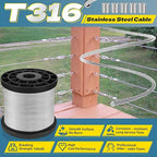 316 Stainless Steel Cable, 800FT 1/32IN Wire Rope with 200Pcs Aluminum Sleeves Stops, for String Lights Hanging, Clotheslines, Trellis Wire