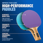 PRO SPIN All-in-One Ping Pong Set - Retractable Ping Pong Net for Any Table (72"), Ping Pong Paddles and Balls, Storage Case - Portable Table Tennis Family Games, Gifts for Boys & Girls