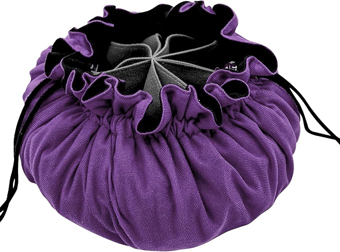 SIQUK Large Dice Bag with Pockets Big Capacity Dice Bag Drawstring Dice Pouch DND Dice Storage Bag for RPG MTG Table Games, Hold Over 300 Dice, Dark Violet