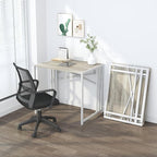 Small Folding Desk 32 inch, No Assembly Required Small Office Desk, Writing Gaming Computer Camping Desk, Beige