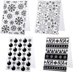 4 Pieces Christmas Plastic Embossing Folder Christmas Embossing Template Snowflake Bells Pattern Scrapbooking Embossing for Christmas Craft Cards Decorations