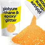 Hemway Polyurethane & Epoxy Resin Glitter 100g / 3.5oz Metallic Crystal Flake Additive for Flooring Jewelry Tumblers Glass Pigment - Fine (1/64" 0.015" 0.4mm) - Fluorescent Orange
