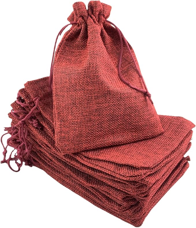 Palmhomee Pack of 25 Burlap Gift Bags with Drawstring Linen Jewelry Pouches Wedding Hessian Jute Bags for Birthday Jewelry and Treat Pouches Party Wedding Favors Gift Art and DIY Craft (6x8 Inch,