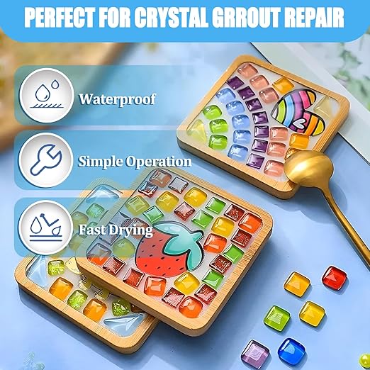 Mosaic Crystal Grout, Mosaics Tile Tools, Mosaic Tile Accessories – Essential for Handmade Grouting and Perfect for DIY Craft Projects (Translucent, 17.6oz)