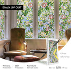 3D Stained Glass Window Film, Decorative Window Privacy Film for Bathroom, Front Door, Home, Sun Blocking Heat Control, Static Cling, Beast Rose 23.6inch x 35.4inch