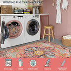 Lahome Bohemian Washable Runner Rugs with Rubber Backing, 2x7 Runners for Hallways, Vintage Floral Soft Non Slip Non-Shedding Faux Wool Stair Carpet Runner for Bathroom Kitchen Laundry, Fuchsia/Multi