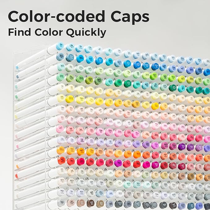 Ohuhu Alcohol Markers Brush Tip: 168-Color Double Tipped Art Marker Set for Artist Adults Coloring Illustrations -Honolulu B -Brush & Fine -Refillable