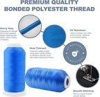 Mandala Crafts Sky Blue Heavy Duty Thread - 1500 Yds Tex 70 Thread for Sewing Drapery Jeans Leather Hair Outdoor Marine Upholstery