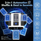 Automatic Card Shuffler and Dealer Machine 360° Rotation, Supports 12 Players, Rechargeable Card Shufflers, UNO Shuffler Card Machine Perfect for Rummy, Poker, Phase 10, Skip-Bo, Texas Hold'em