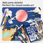 ARTISTRO 12 Metallic Paint Pens for Glass, Rock Painting, Ceramic, Wood, Fabric, Pebbles, Scrapbook Journals, Photo Albums, Card Stocks - Acrylic Paint Markers Extra-Fine Tip 0.7mm