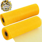 TONIFUL 2 Rolls 10 Inch Yellow Decorative Mesh Ribbbon Rolls, Fabric Mesh for Mesh Wreath Supplies, Front Door Wreath Crafts Tree Decor Christmas NewYears Halloween Decoration (10 yds/roll)