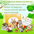 MOREJMTT Needle Felting Kit, 5 PCS Animal Needle Felting Beginner Kits, Wool Felt Needle Felting Tools Foam Pad, Craft Party Supplies for Beginners Adult(Forest Animals)