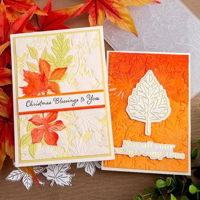 BAOFALI 3D Autumn Theme Plastic Embossing Folders Maple Leaf for DIY Scrapbooking Photo Album Card Paper Craft Decoration for Card Making,Embossing Template Paper Card Embossing Stencil