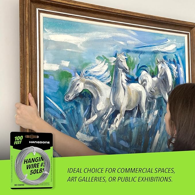 Picture Hanging Wire #5 50lbs 100-Feet, Flexible Steel Wire 16 Gauge for Hang Up Frame/Painting and Mirror