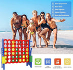 Jumbo 4 in a Row Game Set,4FT Giant Game Set with Carry Bag&42 Pieces Rings&Cup Holder,Indoor/Outdoor Yard Game for Kids & Adults-Fun Family&Party Game-Boosts Brain Power(Red&Blue)