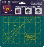 The Quilted Bear Rotating Cutting Mat 7" x 7" - Locking & Rotating Self Healing Cutting Board for Sewing, Fabric & Effortless Quilting - 360 Degree Sewing Supplies Mat for Craft Table (Green)