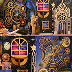 ISSEVE Book Nook Kit, 3D Wooden Puzzle DIY Miniature House Kit for Booknook Shelf Insert Decoration, Magic Book House Stand Bookshelf Dollhouse for Adults with Sensor Light (Explore The Universe)