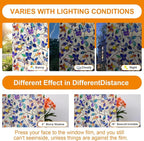 Window Privacy Film Stain Glass Window Film Rainbow Window Film Window clings Non-Adhesive Reusable Decorative for Room (Stained Leaf, 17.5 x 78.7 in)