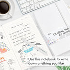 feela 5 Pack Notebooks Journals Bulk, Hardcover Notebook Classic Ruled Lined Journals with Pen Holder for Women Girls School Business Supplies, with 5 Black Pens, 120 GSM, 5.1”x8.3”, A5, White