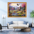 DMCVIVR Stamped Cross Stitch Kits for Adults Beginners Embroidery Kits 11CT Needlepoint Kits Cross Stitch Patterns Embroidery Patterns&Forest Landscape 16x20 inch