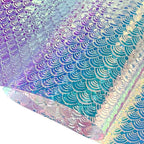 ONEART | Iridescent Transparent Embossed Vinyl Holographic Blue Clear PVC Vinyl Craft Film 16"×54" for Sewing DIY Projects-Conch