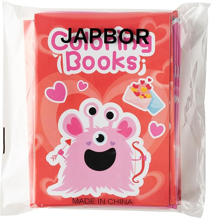 JAPBOR Valentine's Day Coloring Book - 24PCS Mini Valentine Monster Color Books Bulk for Party Favors, Sweet Romantic Themed Small Colouring Pages for Birthday Gifts Class Drawing Painting Game