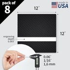 Trotec TroLase | 12"x12"x1/16", 8 Pcs | Carbon/White | 2 Ply | Modified Acrylic | Laser Engraving Double Color Plastic Sheet | Engraving Blanks for Laser, Saw, Guillotine | Made in USA