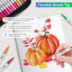 Markers for Adult Coloring, 100 colors Dual Brush Pens Art Coloring Pens with Fine Tip and Brush Tip for Adult Kids Drawing Lettering Calligraphy (White Set)